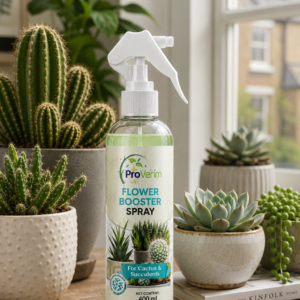 ProVerim Cactus Fertiliser spray bottle with cacti and succulents